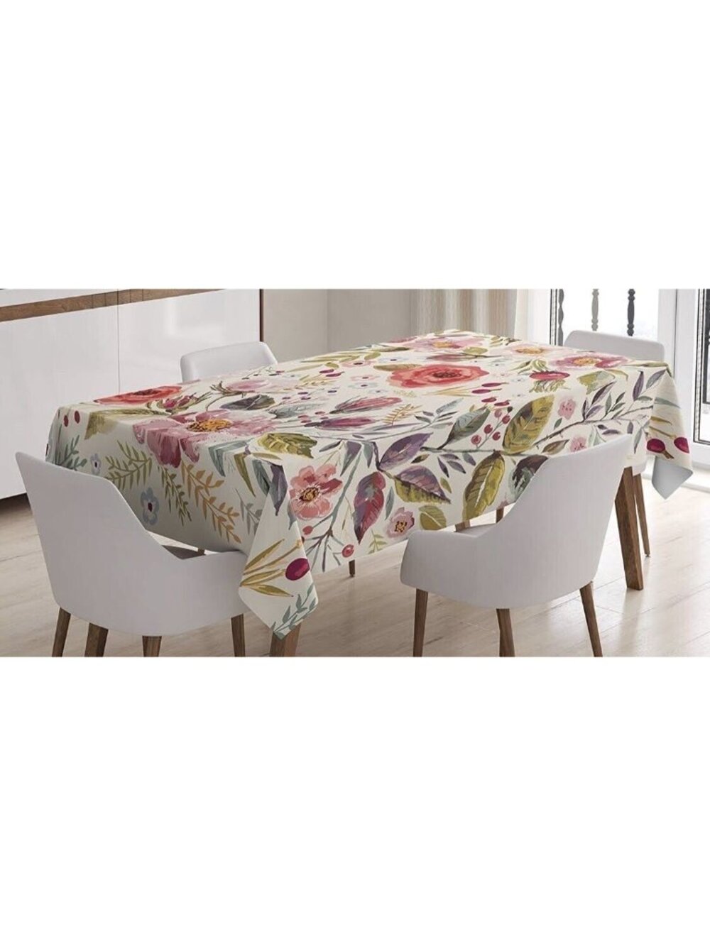 Farm Chic Tablecloth AMBESONNE Tablecloth Cover Watercolor Spring Floral 52"x70"